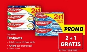 Colgate tandpasta total classic of max fresh 3 x 75 ml nr. 7408162 - 7408164