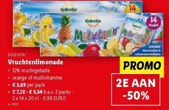 Lidl Solevita vruchtenlimonade aanbieding