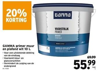 GAMMA Gamma primer muur en plafond wit 10 L aanbieding