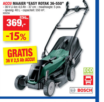Hubo Accu maaier "easy rotak 36-550" aanbieding