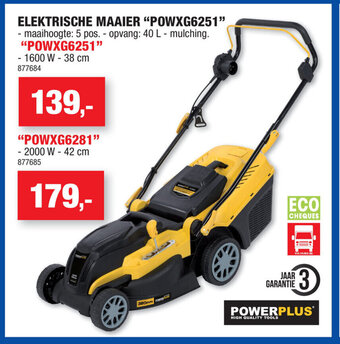 Hubo Powerplus Elektrische maaier "POWXG6251" 1600W aanbieding