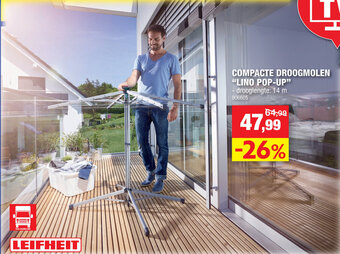 Hubo Leifheit compacte droogmolen "lino pop-up" aanbieding