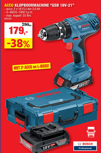 Hubo Bosch accu klopboormachine "GSB 18V-21" aanbieding