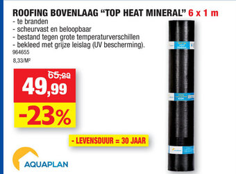 Hubo Aquaplan roofing bovenlaag "top heat mineral" 6 x 1m aanbieding