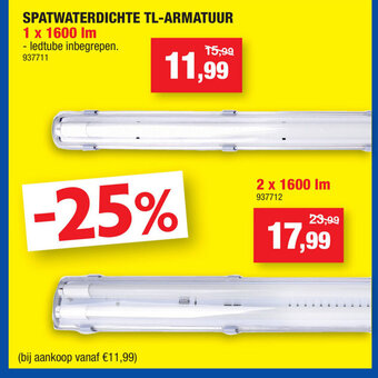 Hubo Spatwaterdichte TL-armatuur 1 x 1600lm aanbieding