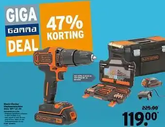 GAMMA Black+decker klopboormachine accu 18v 1,5 ah bdchd18s2ka-qw aanbieding