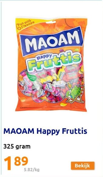 Action Maoam happy fruttis 325 gram aanbieding