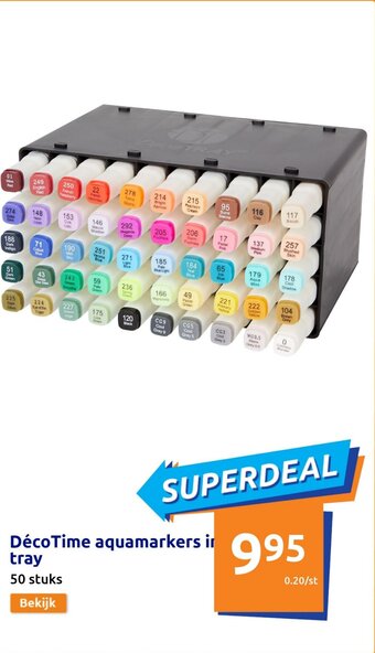 Action DecoTime aquamarkers in tray aanbieding