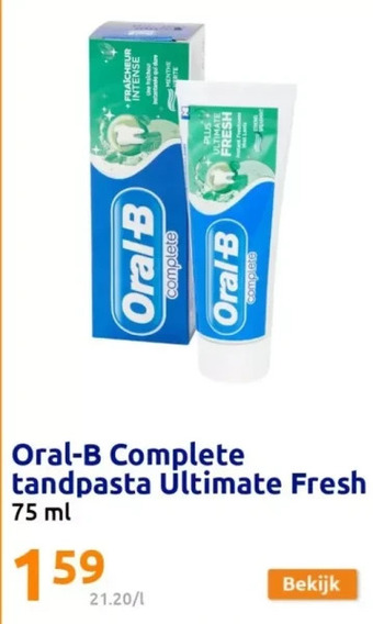 Action Oral-b complete tandpasta ultimate fresh 75 ml aanbieding