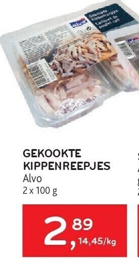 Alvo Gekookte kippenreepjes alvo 2 x 100 g aanbieding