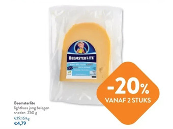 OKay Beemsterlite lightkaas jong belegen sneden 250 g aanbieding