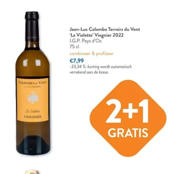 Jean-luc colombo terroirs du vent la violette' viognier 2022