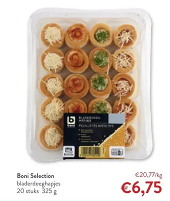OKay Boni selection bladerdeeghapjes 20 stuks 325 g aanbieding