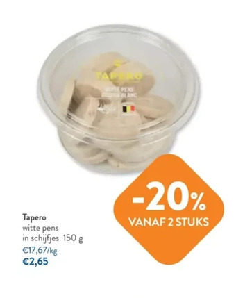 OKay Tapero witte pens in schijfjes 150 g aanbieding