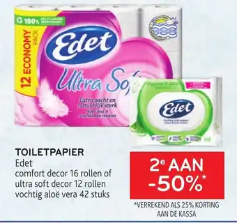 Edet toiletpapier comfort decor 16 rollen of ultra soft decor 12 rollen vochtig aloe vera