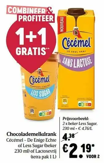 Chocolademelkdrank cécémel beker less sugar