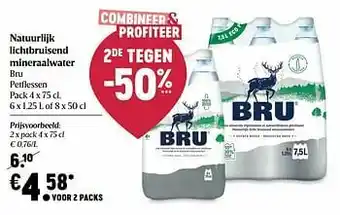 Delhaize Natuurlijk lichtbruisend mineraalwater bru aanbieding