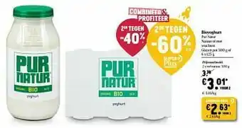Delhaize Bioyoghurt pur natur natuur aanbieding