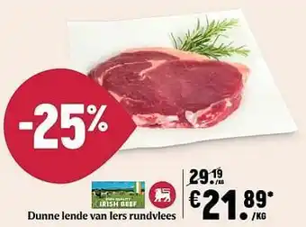 Delhaize Dunne lende van iers rundvlees aanbieding
