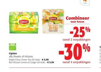 Colruyt Lipton Bright Citrus Green Tea aanbieding