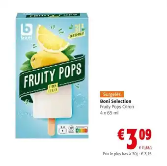 Colruyt Boni selection fruity pops citron 4x65ML aanbieding