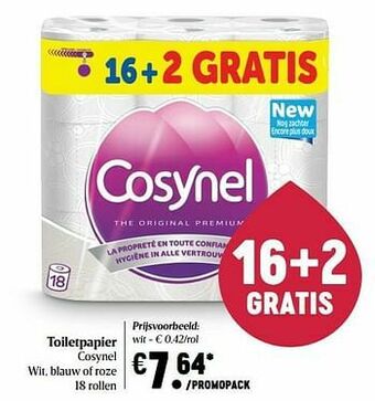 Delhaize Toiletpapier cosynel wit aanbieding