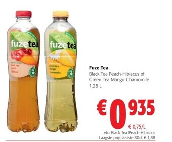Colruyt Fuze tea black tea peach-hibiscus aanbieding