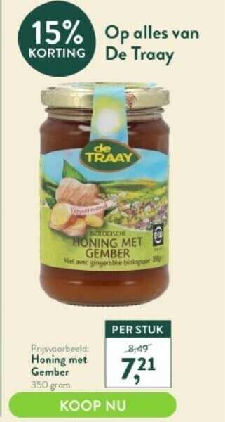 Holland & Barrett Honing met gember 350 gram aanbieding