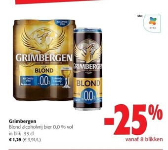 Colruyt Grimbergen blond alcoholvrij bier 0,0 % vol in blik 33 cl aanbieding