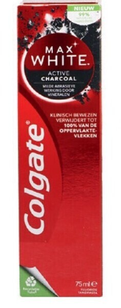 Colruyt Colgate tandpasta max white active charcoal 75 ml aanbieding