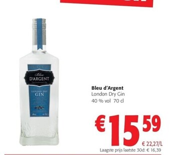 Colruyt Bleu d'argent london dry gin 40 % vol 70 cl aanbieding