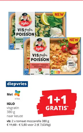 Spar Iglo visgratin 380G aanbieding