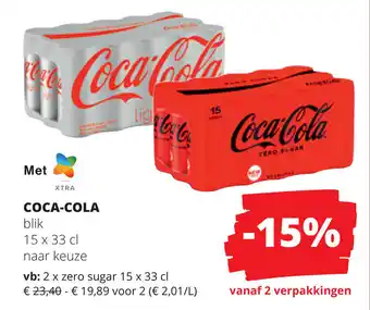 Spar Coca-Cola 2x zero sugar 15x33CL aanbieding