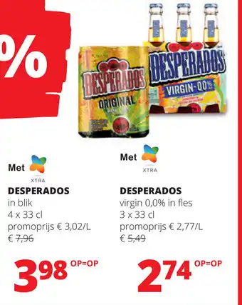 Spar Desperados virgin 0.0% in fles 3x33CL aanbieding
