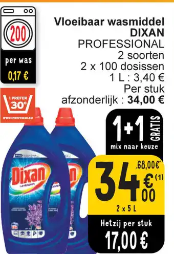 Cora Dixan Vloeibaar Wasmiddel 2 x 5L aanbieding