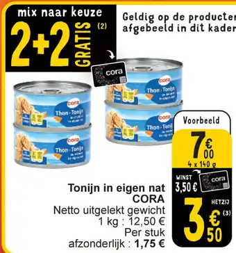 Cora Tonijn in Eigen Nat Cora 4 x 140g aanbieding