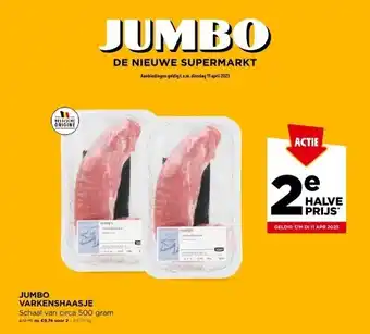 Jumbo varkenshaasje schaal van circa 500 gram