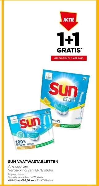 Jumbo Sun vaatwastabletten aanbieding