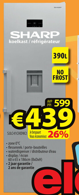ElectroStock Sharp KOELKAST/refrigerateur | SJLC41CHDW2 aanbieding