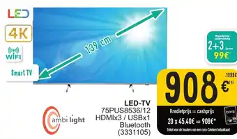 Cora Philips LED TV 75PUS8536/12 HDMIx3 / USBx1 (3331105) aanbieding
