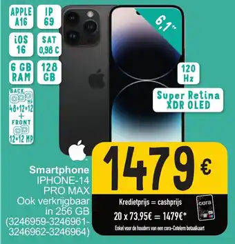 Cora iPhone-14 Pro Max Smartphone (3246959-3246961-3246962-3246964) aanbieding