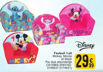 Cora Fauteuil 1-Zit Mickey, Minnie of Stitch (3315864-3044162-3146637-3174631) aanbieding