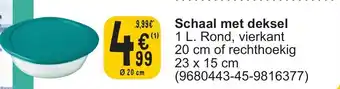 Cora Pyrex Schaal met deksel 1L rond, vierkant 20cm of rechthoekig 23 x 15cm (9680443-45-9816377)) aanbieding