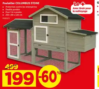 Poulailler columbus stone, pour 3 a 4 poules, 200 x 80 x 120 cm, 698915