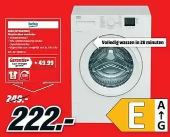 MediaMarkt Beko wtv6611bc1 wasmachine voorlader aanbieding