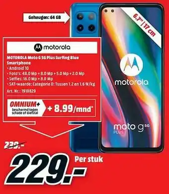 MediaMarkt Motorola moto g 5g plus surfing blue smartphone aanbieding