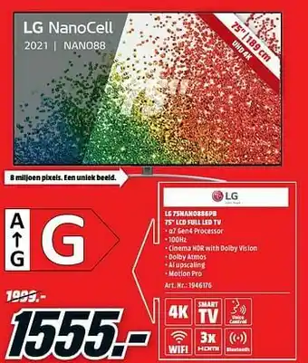 MediaMarkt Lg 75nano886pb 75`` lcd full led tv aanbieding