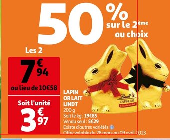 Lapin or lait lindt 200g