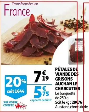 Auchan Petales de viande des grisons 250g aanbieding