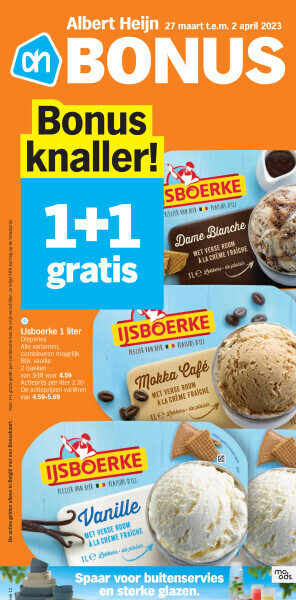 Albert Heijn Ijsboerke 1 liter aanbieding